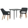 vidaXL Have Spisebordss&aelig;t 3 stk. Sort polyrattan