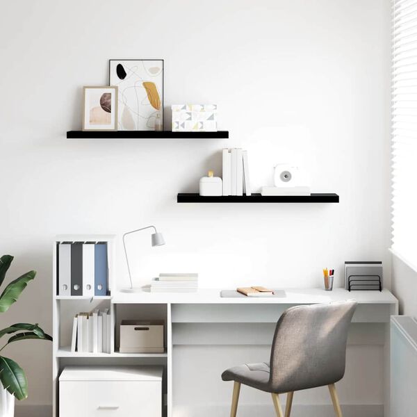 vidaXL v&aelig;ghylder 2 stk. 90x23,5x3,8 cm MDF sort h&oslash;jglans