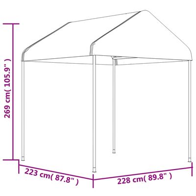 vidaXL pavillon med tag 2,28x2,23x2,69 m polyethylen hvid