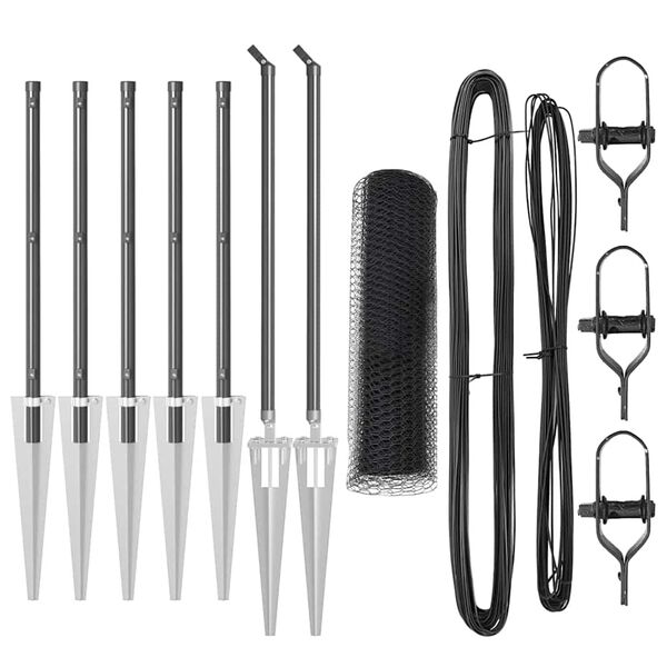 vidaXL Hegnsp&aelig;l Gr&aring; 10 x 0,4 m (25 mm net) St&aring;l og PVC