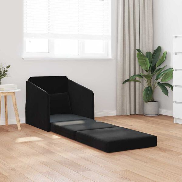 vidaXL Sovesofa Sort 65 x 80 x 83 cm Fl&oslash;jl