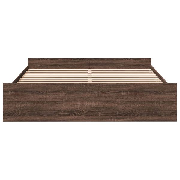 vidaXL sengeramme med skuffer 200x200 cm konstrueret tr&aelig; brunt eg
