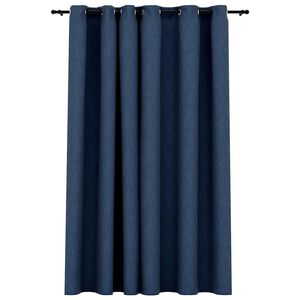 vidaXL m&oslash;rkl&aelig;gningsgardin med &oslash;jer 290x245 cm h&oslash;r-look bl&aring;
