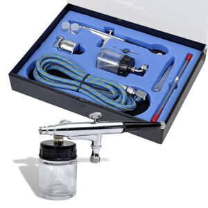 vidaXL airbrush-s&aelig;t med glasbeholder 0,2 / 0,3 / 0,5 mm dyser