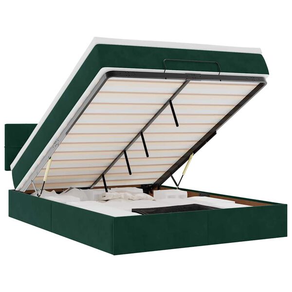 vidaXL osmannisk sengeramme med madras 140x200 cm fl&oslash;jl m&oslash;rkegr&oslash;n