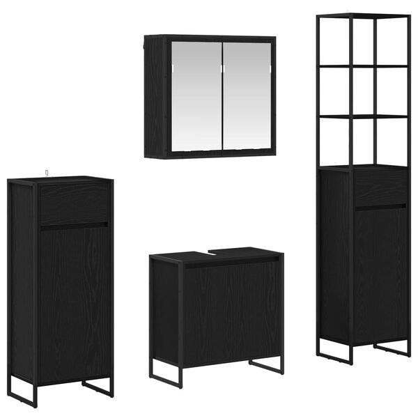 vidaXL Badev&aelig;relsesm&oslash;bel s&aelig;t med skuffe Sort eg Konstrueret tr&aelig;