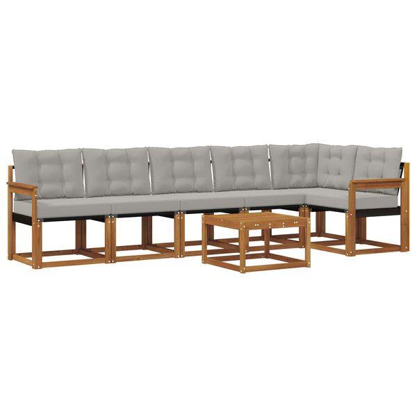 vidaXL Udend&oslash;rs sofagruppe med pude 7 pcs Naturlig og Lys Gr&aring;