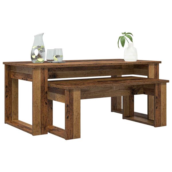 vidaXL Kaffebord S&aelig;t 2 pcs Gammelt tr&aelig; Konstrueret tr&aelig;