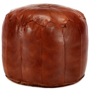 vidaXL puf 40 x 35 cm &aelig;gte gedeskind gyldenbrun