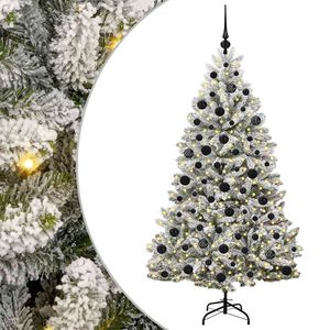 vidaXL Kunstigt Hinged Juletr&aelig; Gr&oslash;n og Hvid 180 cm PVC og St&aring;l