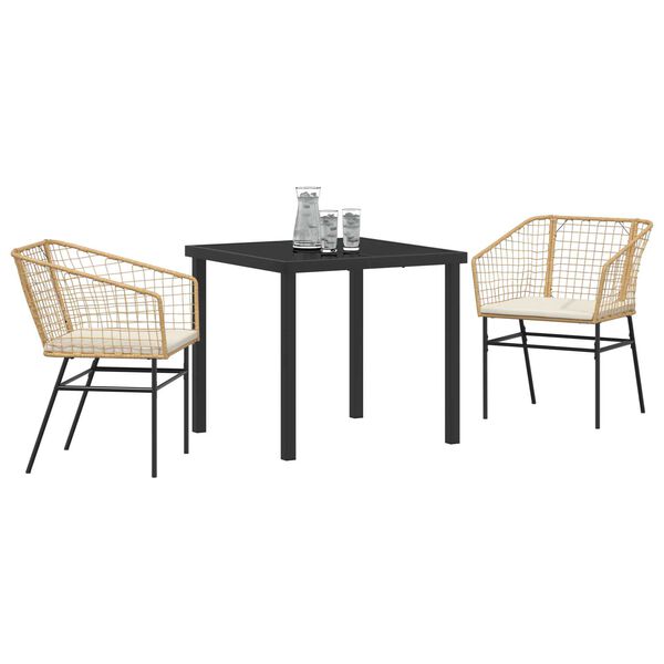 vidaXL Have Spisebordss&aelig;t 3 pcs Brun polyrattan