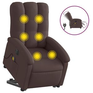 vidaXL elektrisk massagestol med l&oslash;ftefunktion stof m&oslash;rkebrun