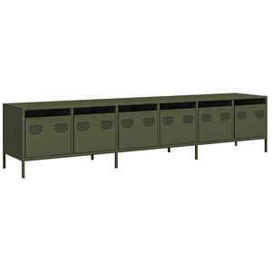 vidaXL tv-bord 202x39x43,5 cm koldvalset st&aring;l olivengr&oslash;n'