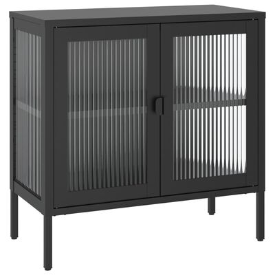 vidaXL skænk 70x35x70 cm glas og stål sort