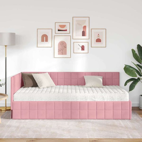 vidaXL Hj&oslash;rnesengramme med Madras med hovedg&aelig;rde 2 pcs Gr&aring; Fl&oslash;jl