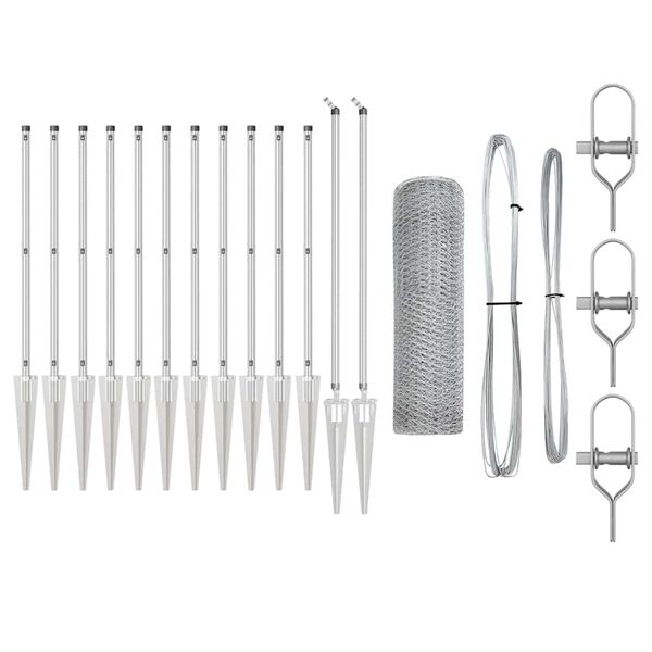 vidaXL Hegnsp&aelig;l S&oslash;lv 25 x 0,5 m (25 mm net) St&aring;l