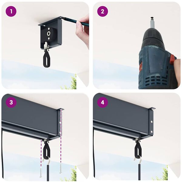 vidaXL udend&oslash;rs rullegardin 160x250 cm bl&aring; og hvid