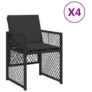 vidaXL havestole med hynder 4 stk. polyrattan sort