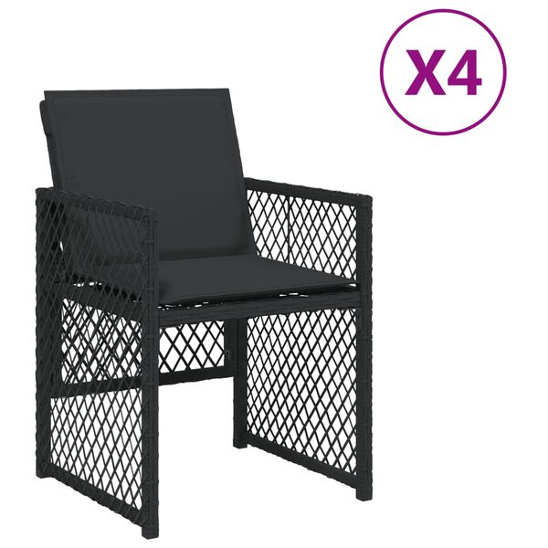 vidaXL havestole med hynder 4 stk. polyrattan sort