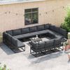 vidaXL Havesofa S&aelig;t med pude 13 pcs Sort Aluminium