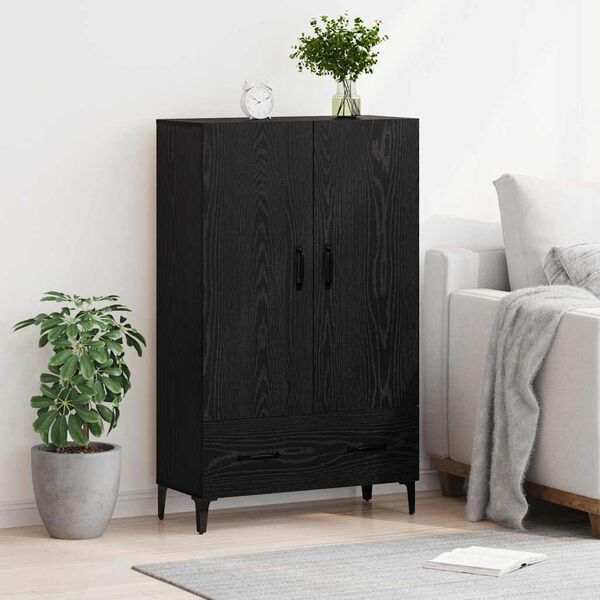 vidaXL Highboard Sort eg 70 x 31 x 115 cm Ingeni&oslash;rt tr&aelig; og jern