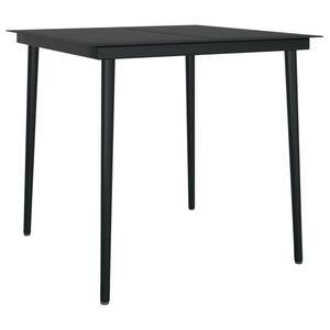 vidaXL havebord 80x80x74 cm st&aring;l og glas sort