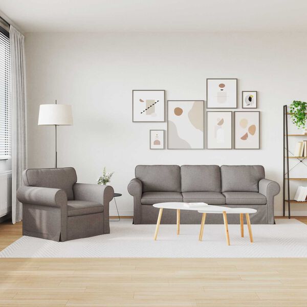 vidaXL Sofa 180cm 2 pcs Gr&aring;brun Metal