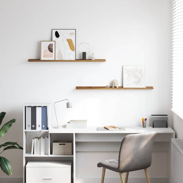 vidaXL V&aelig;ghylde med hylde 2 pcs Brun 100 x 9 x 3 cm Konstrueret tr&aelig;