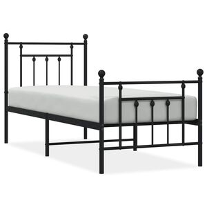 vidaXL sengeramme med sengegavl og fodg&aelig;rde 75x190 cm metal sort
