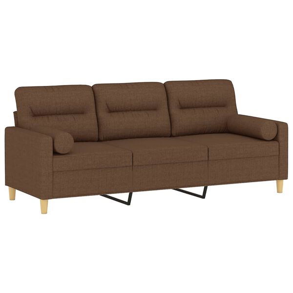 vidaXL 3-personers sofa med pyntepuder 180 cm stof brun