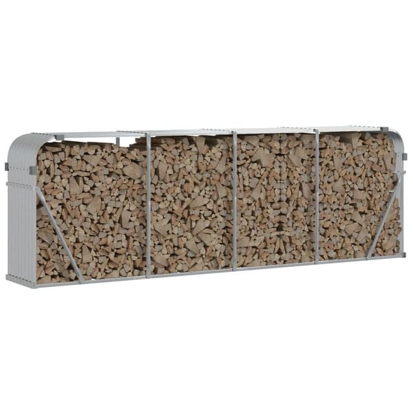 vidaXL br&aelig;ndestativ 300x45x100 cm galvaniseret st&aring;l s&oslash;lvfarvet