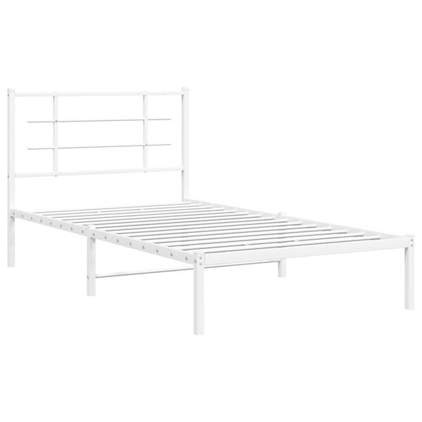 vidaXL sengeramme med sengegavl 100x190 cm metal hvid