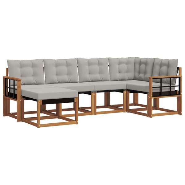 vidaXL Udend&oslash;rs sofagruppe med pude 6 pcs Naturlig og Lys Gr&aring;