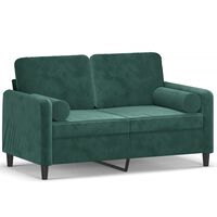 vidaXL 2-personers sofa med pyntepuder 120 cm velour mørkegrøn