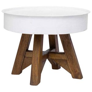 vidaXL sofabord i massivt genanvendt tr&aelig; 60 x 45 cm hvid