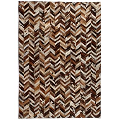 vidaXL tæppe ægte kolæder patchwork 120 x 170 cm dobbeltvinkel brun/hvid