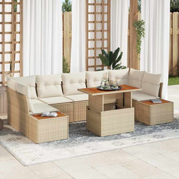 vidaXL Havesofa S&aelig;t med opbevaring 8 pcs Beige Poly rattan