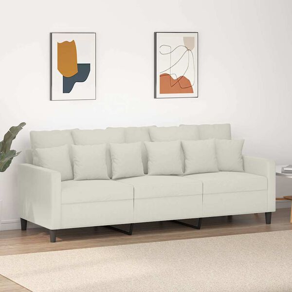 vidaXL 3-personers sofa 180 cm fl&oslash;jl cremefarvet