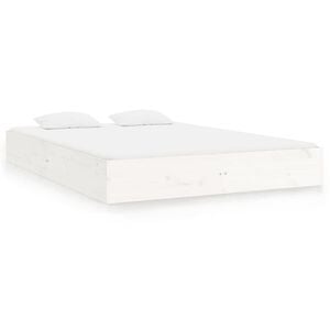 vidaXL sengeramme 200x200 cm massivt tr&aelig; hvid