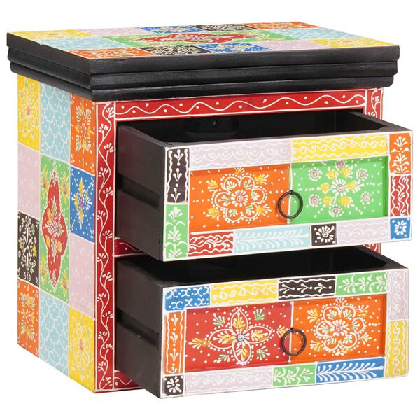 vidaXL Natskab med skuffe Flerfarvet 40 x 30 x 40 cm Massivt mangotræ