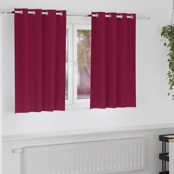 vidaXL Mørklægningsgardiner med ringe 2 pcs Vinrød 140 x 140 cm