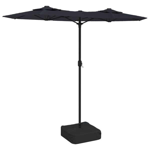 vidaXL parasol m. dobbelt parasoldug 316x145 cm sort