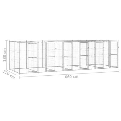 vidaXL udendørs hundebur 14,52 m² galvaniseret stål