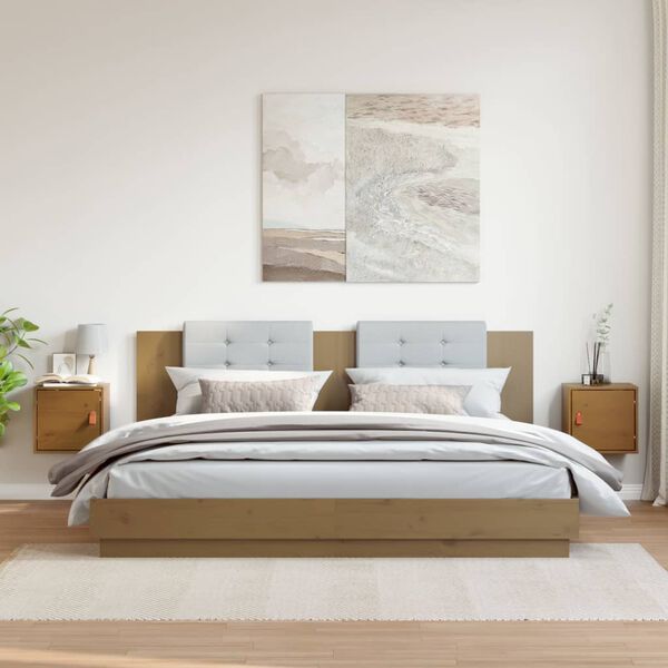 vidaXL vægskabe 2 stk. 31,5x30x30 cm massivt fyrretræ gyldenbrun