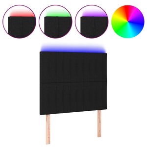 vidaXL sengegavl med LED-lys 80x5x118/128 cm stof sort