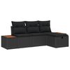 vidaXL Havesofa S&aelig;t med pude 4 pcs Sort Poly rattan