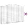 vidaXL buede gabionkurve 11 stk. 200x30x140/160 cm galvaniseret jern