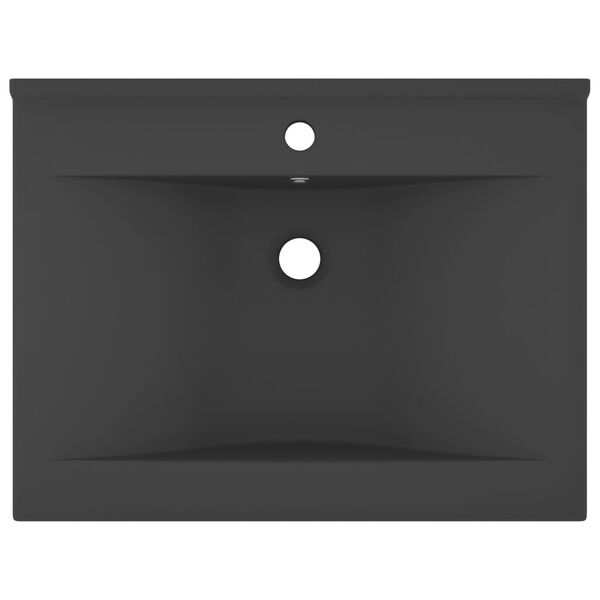 vidaXL luksuriøs håndvask vandhanehul 60x46 cm keramik mat mørkegrå