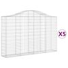 vidaXL buede gabionkurve 5 stk. 200x30x120/140 cm galvaniseret jern