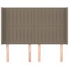 vidaXL sengegavl med kanter 147x16x118/128 cm stof gr&aring;brun